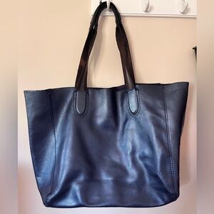 Elegant Navy Leather Tote Bag F59388